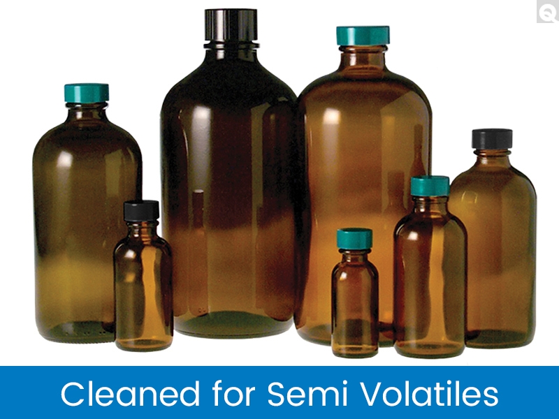 Boston Round Bottles - Amber, Cleaned For Semi-Volatiles