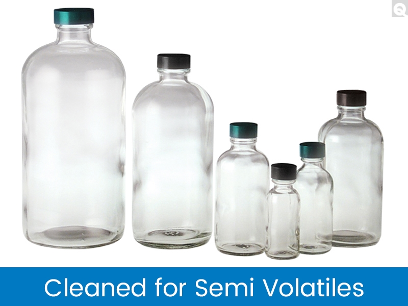 Boston Round Bottles - Clear, Cleaned For Semi-Volatiles