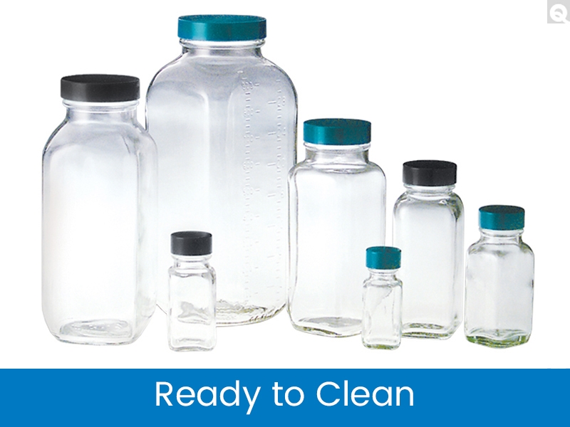 French Square Bottles, Ready To Clean
