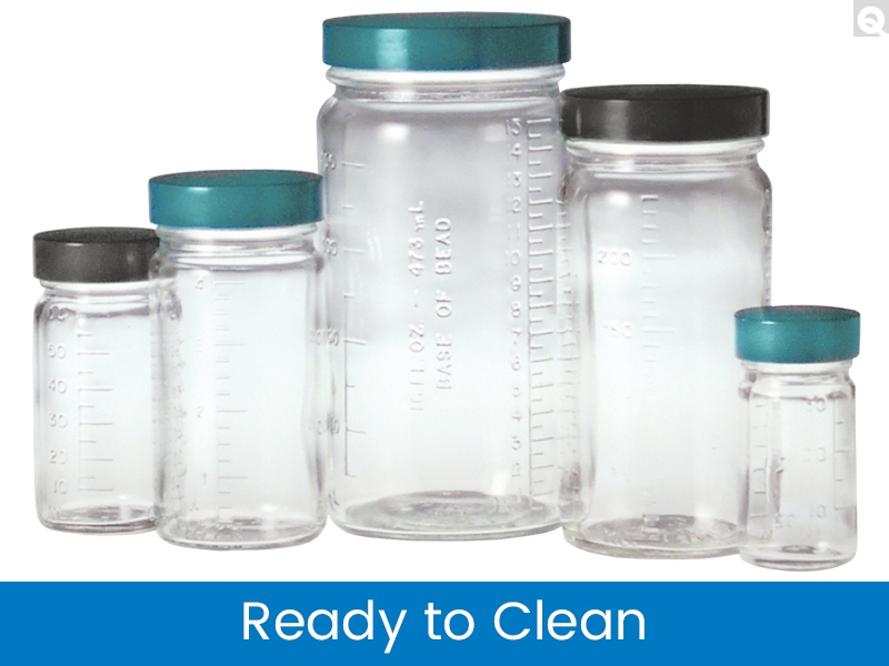Graduated Medium Round Bottles, Ready To Clean